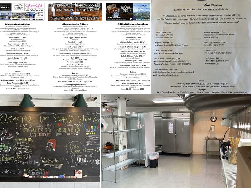 Steph's Steaks Menu
