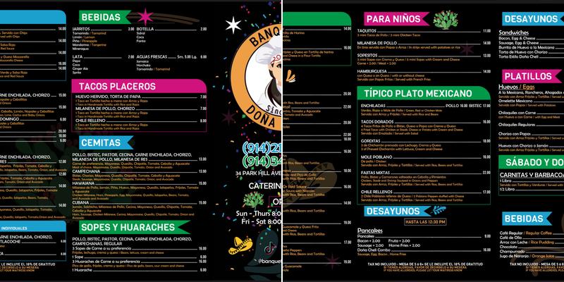 Banquetes Doña Cheli Menu