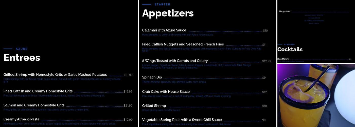 Azure Restaurant Menu