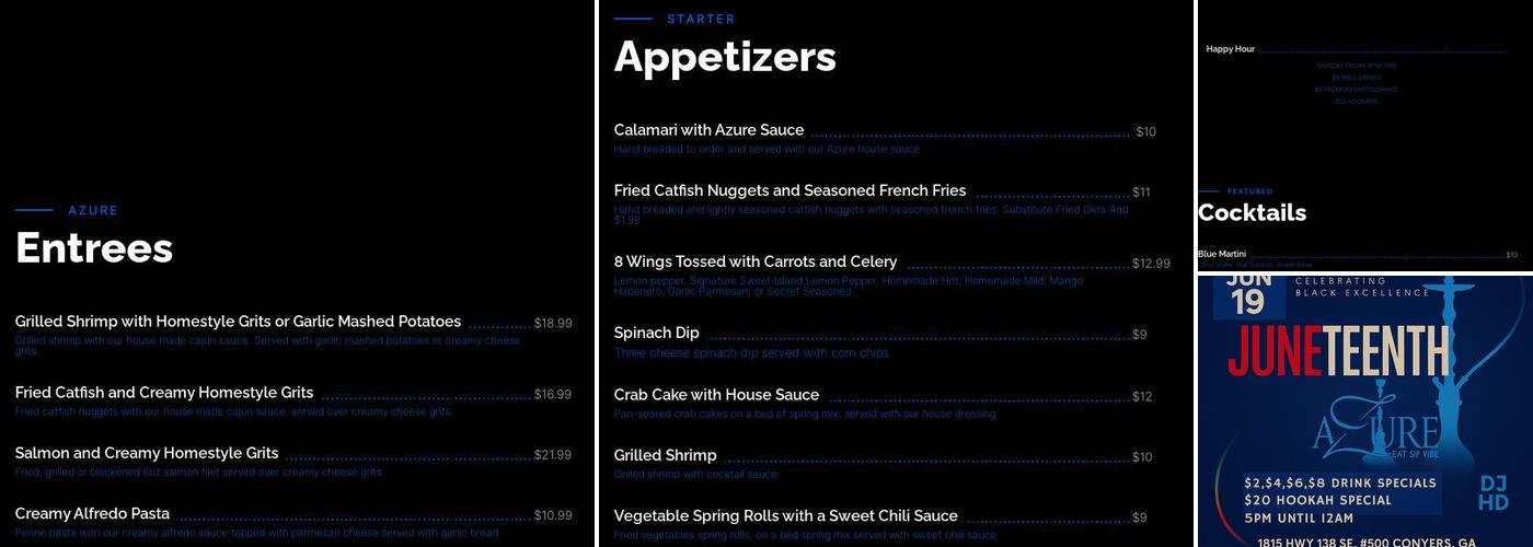 Azure Restaurant Menu