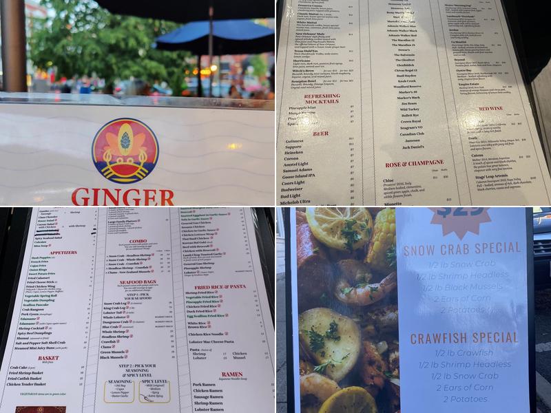 Ginger Cajun Menu