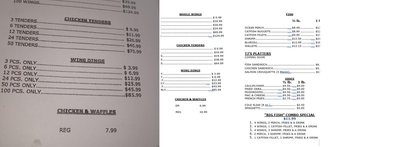 Big Fish Wings & Things Menu