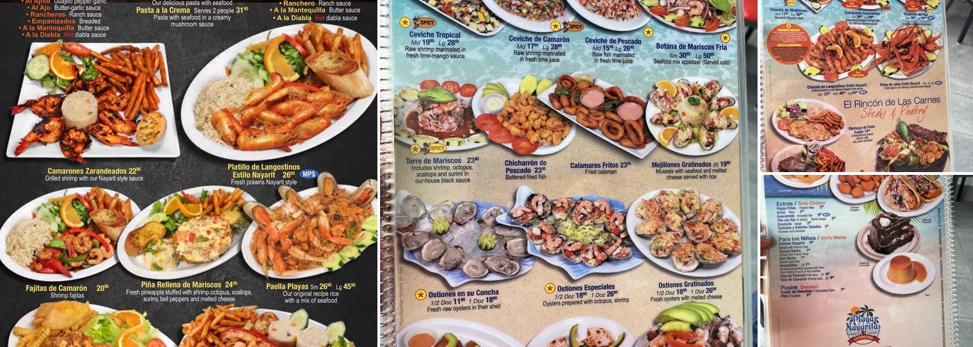 Playas Nayaritas Menu