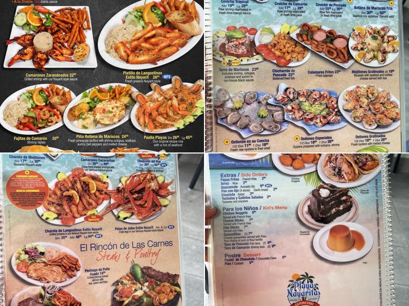 Playas Nayaritas Menu