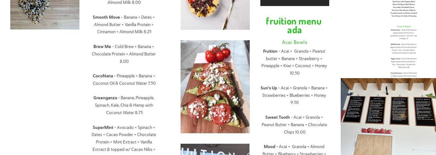 Fruition Açaí & Juice Bar Menu