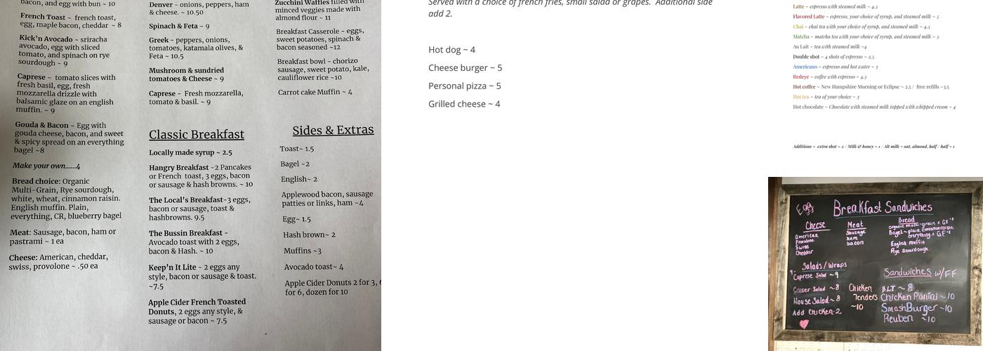 The Local's Cafe & Tavern Menu