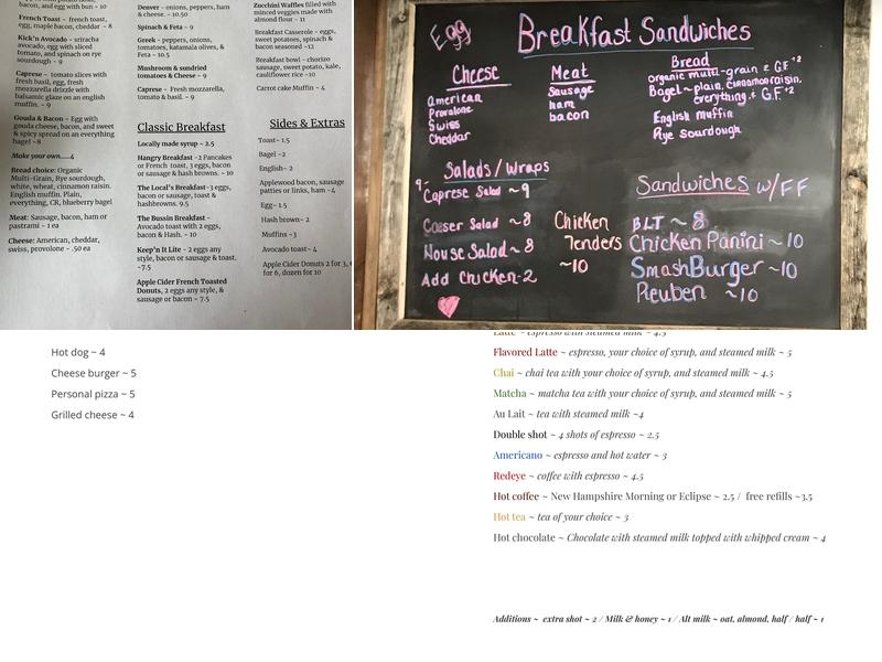 The Local's Cafe & Tavern Menu