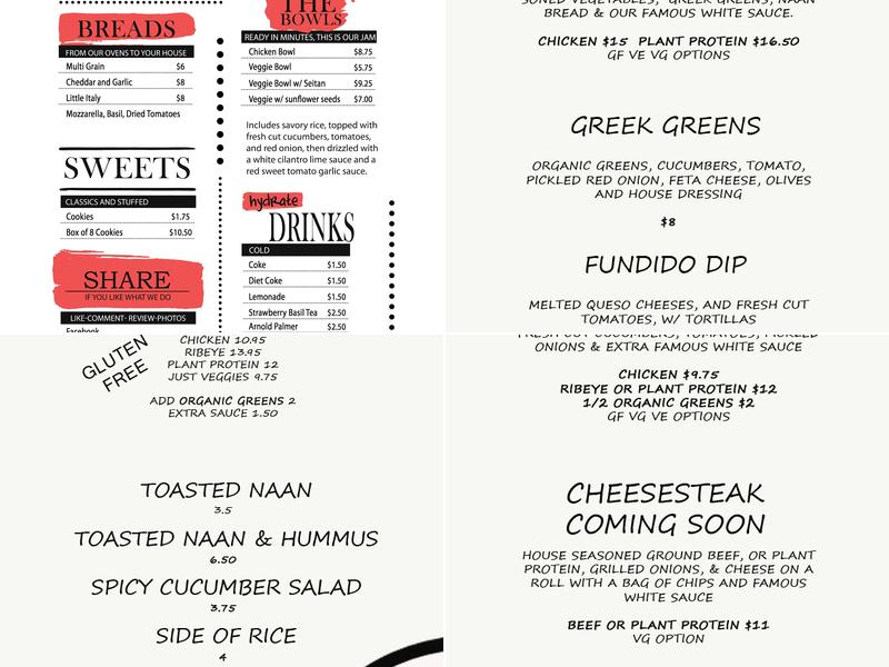 Up North Fields Menu