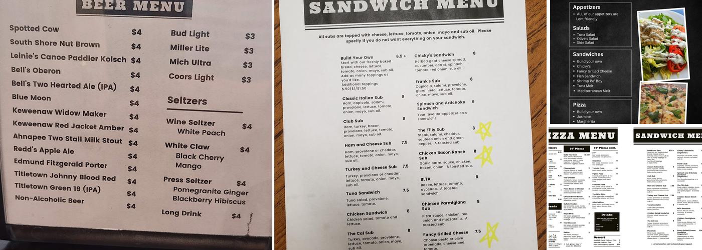 Olive's Pizza and Sandwiches Menu