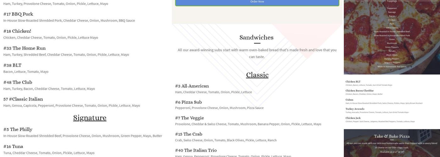 Scott's Subs Menu