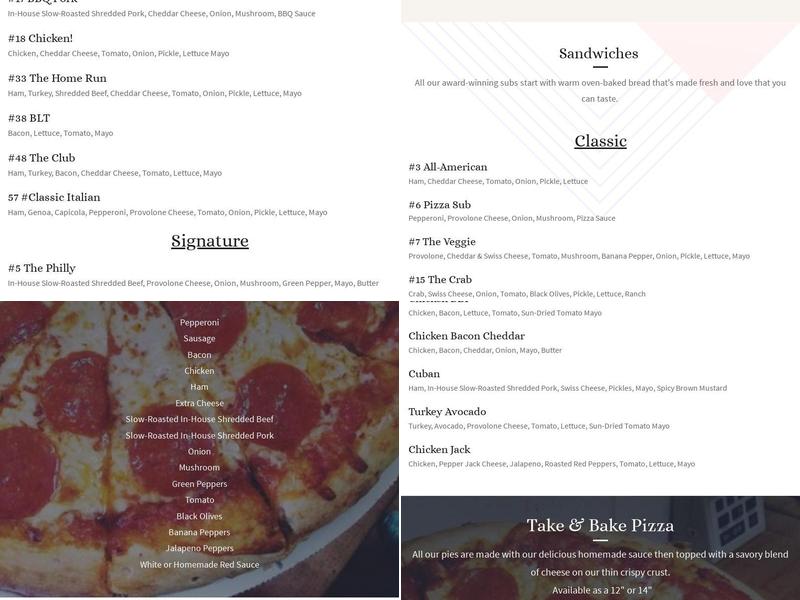 Scott's Subs Menu
