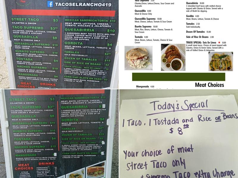 Tacos el rancho Menu