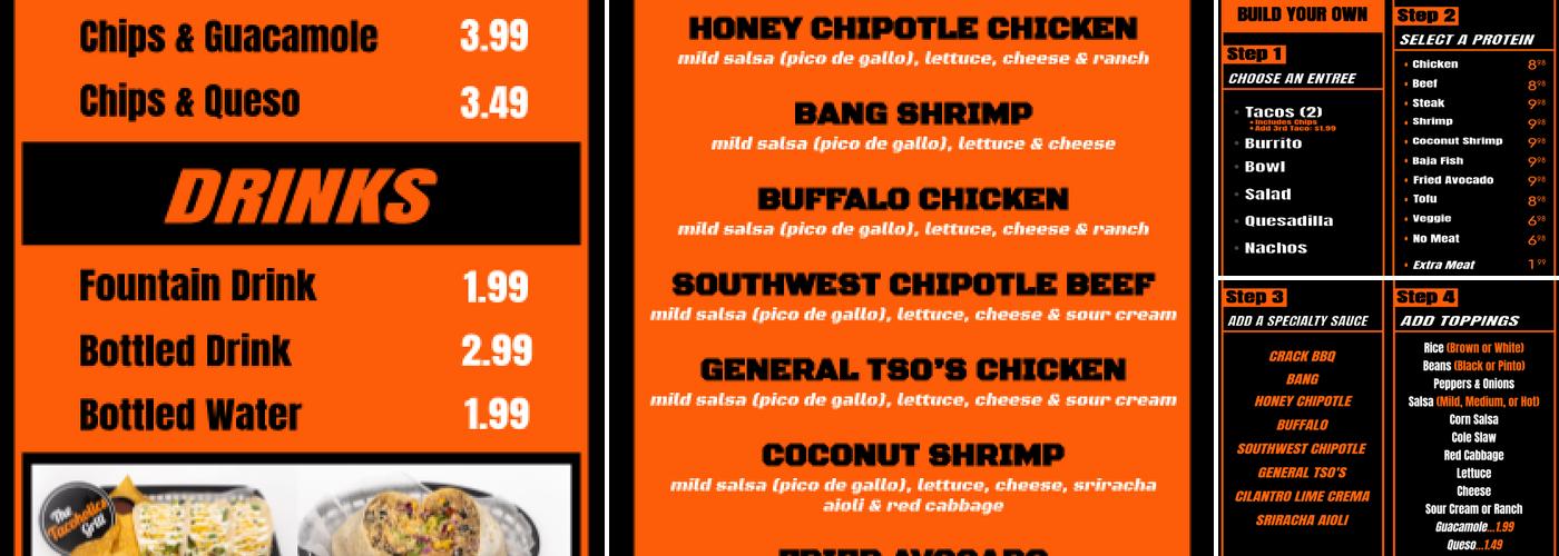 Tacoholics Menu