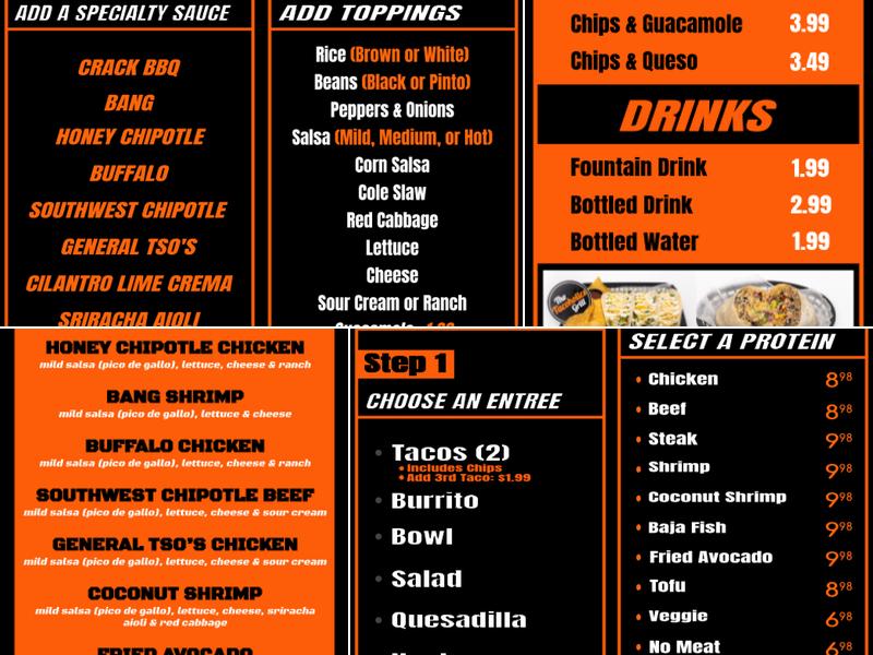 Tacoholics Menu