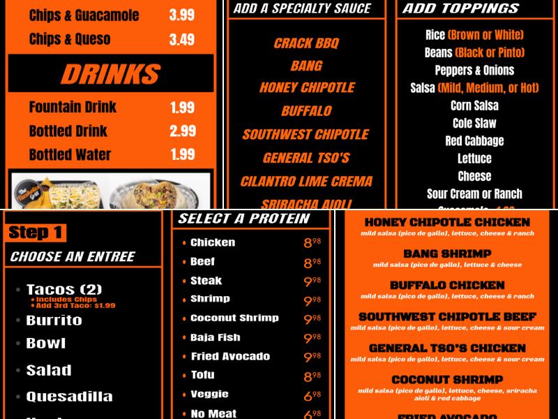 Tacoholics Menu