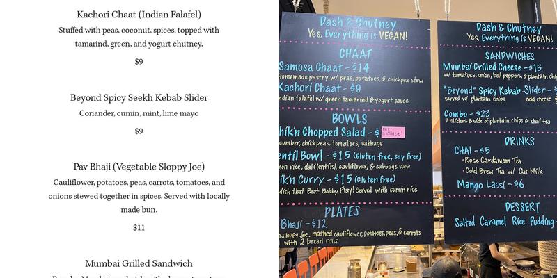 Dash & Chutney Menu