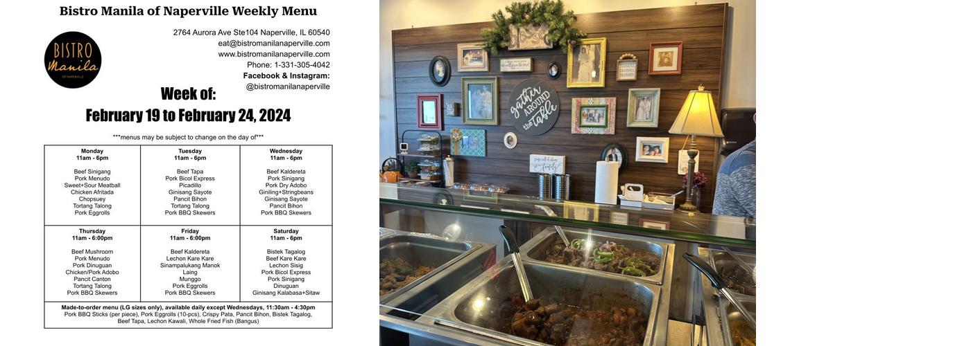 Bistro Manila of Naperville Menu