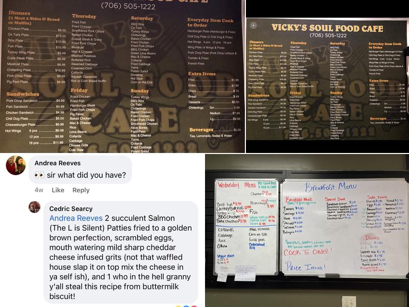 Vicky's Soulfood Cafe Menu