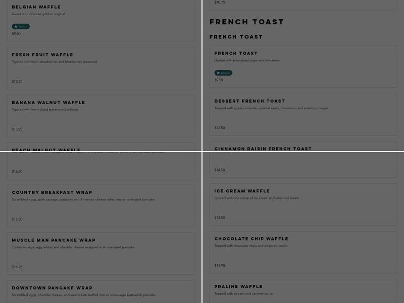 Stacks Pancake Co. Menu