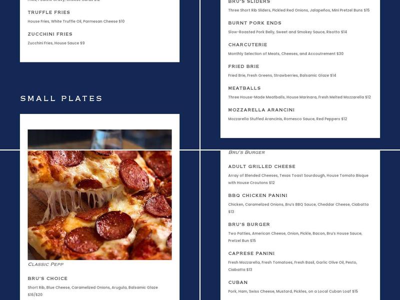 Bru's Public House Menu