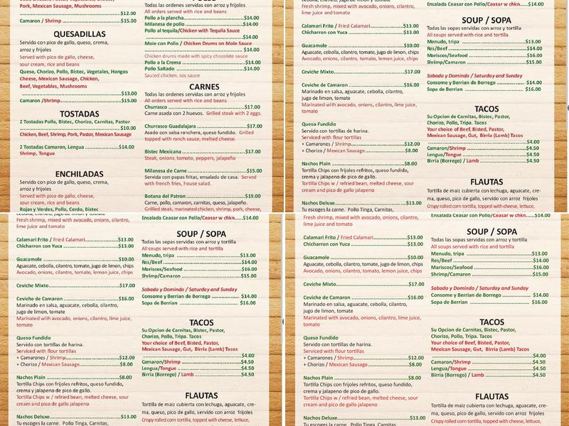 Guadalajara Menu
