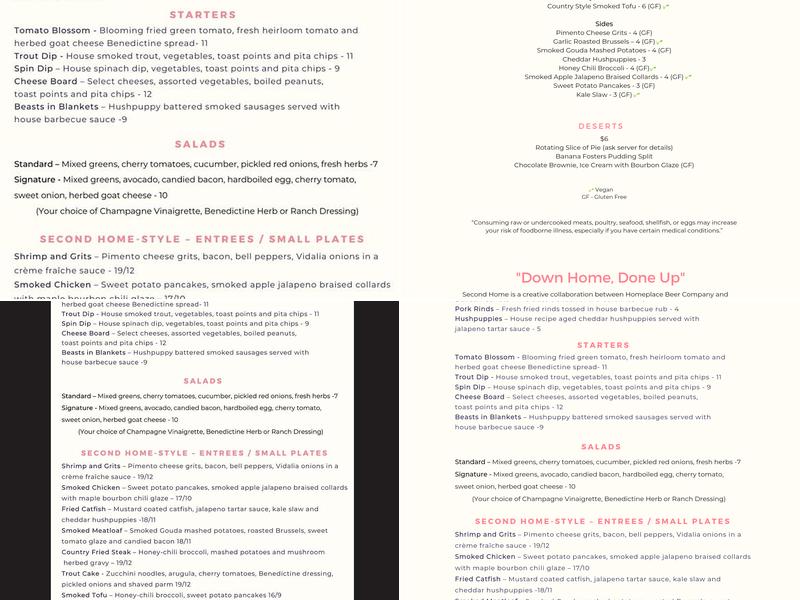 Second Home Menu