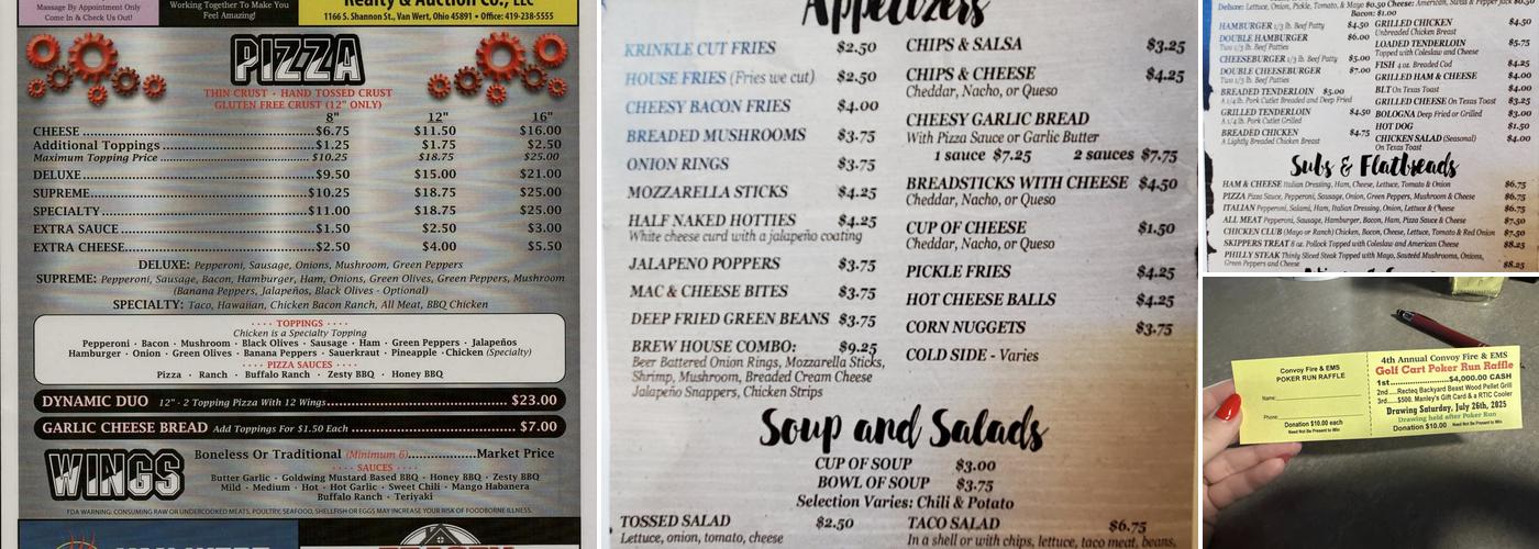 Cheers and Gears Bar and Grill Menu