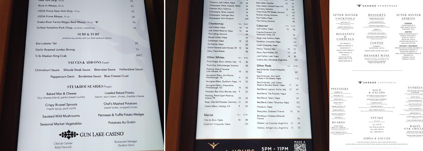 Shkodé Chophouse Menu