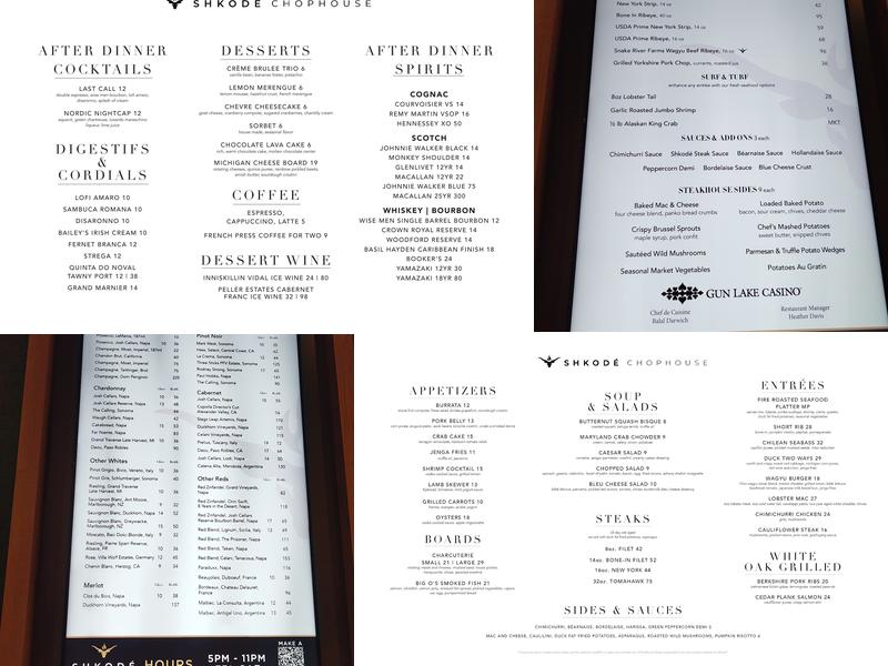 Shkodé Chophouse Menu