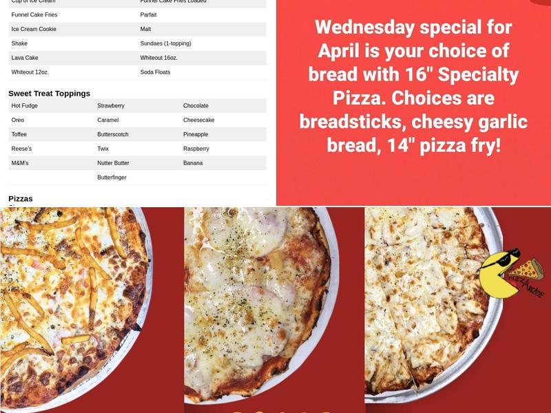 The Pizza Arcade Menu