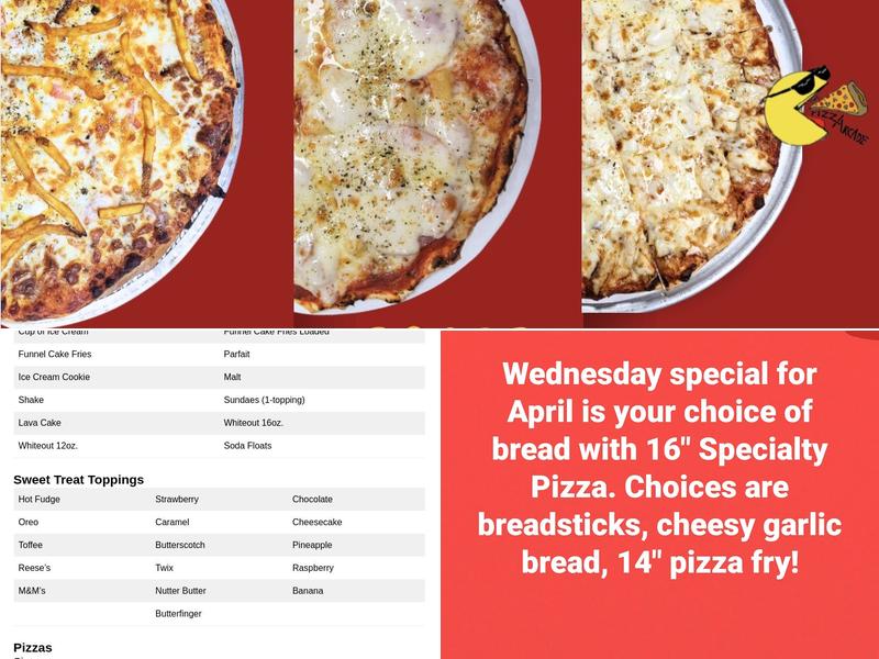 The Pizza Arcade Menu