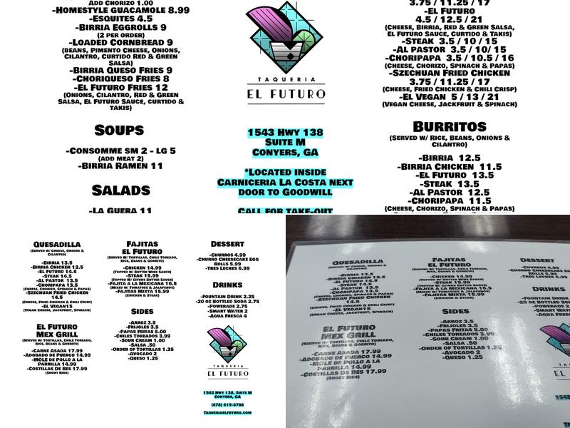 Taqueria El Futuro Menu