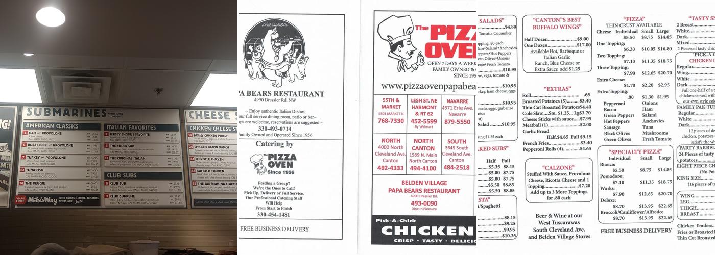 The Pizza Oven Menu