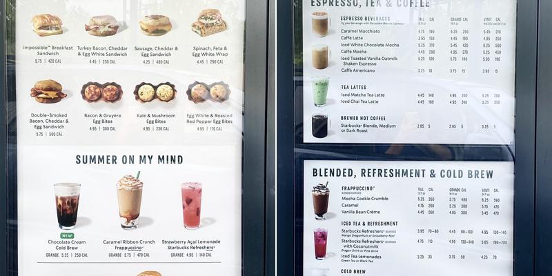Starbucks Menu