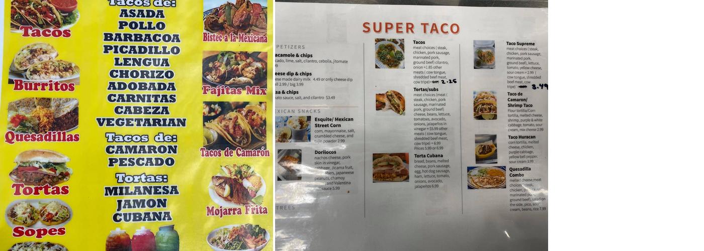 Tienda Mexicana La Estrella Menu