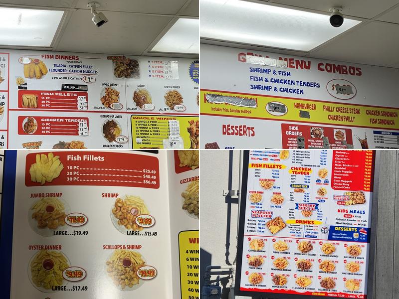 Hooks fish and chicken Menu