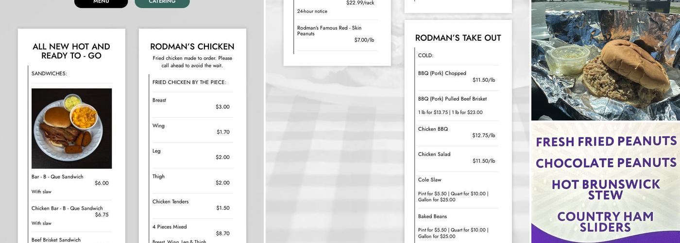 Rodman's Barbeque Menu