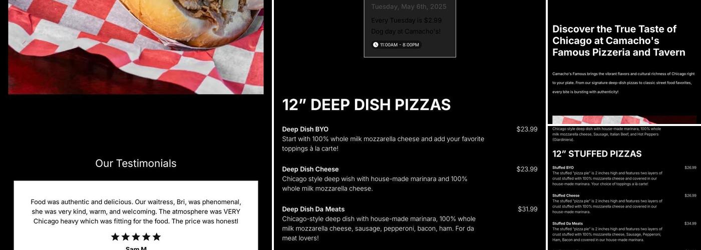 Camacho’s Famous - Pizzeria and Tavern Menu