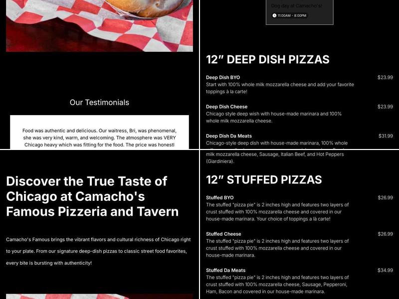 Camacho’s Famous - Pizzeria and Tavern Menu