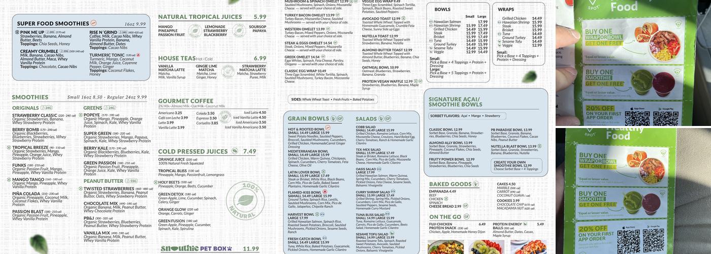 Smoothie Spot Restaurant | Pinecrest | Acai Bowls Menu
