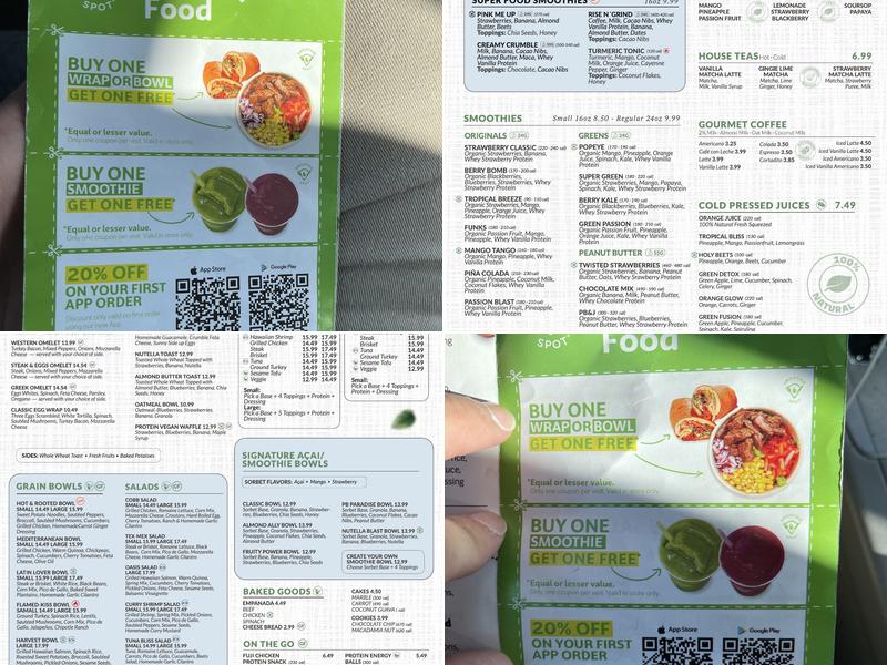 Smoothie Spot Restaurant | Pinecrest | Acai Bowls Menu