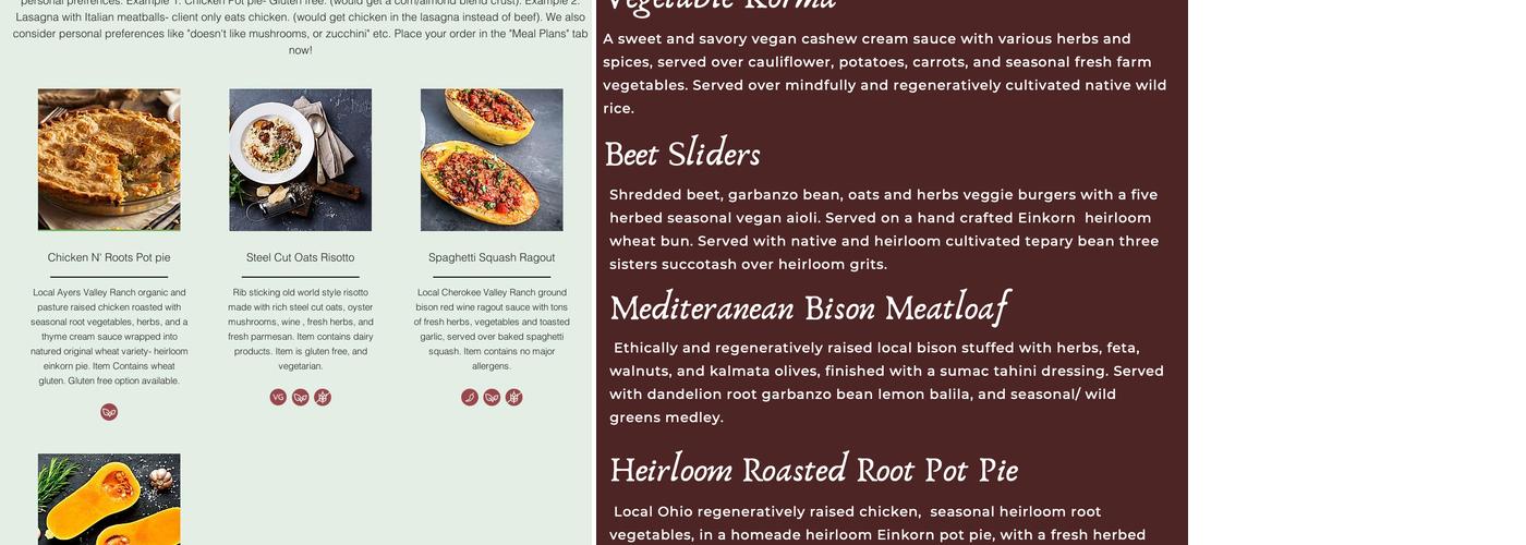 The Root Cellar Co Menu