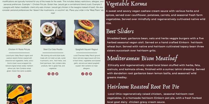 The Root Cellar Co Menu