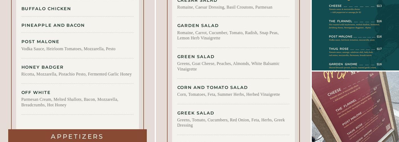 Wolf Pizza Menu