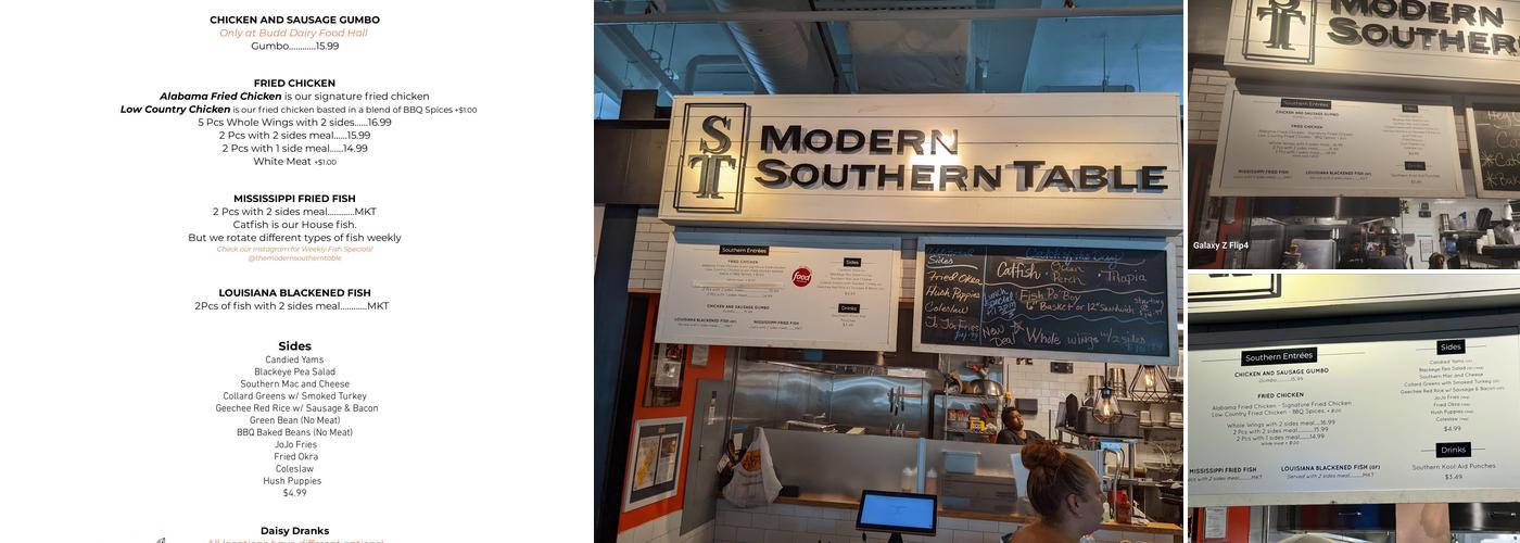 Modern Southern Table Menu