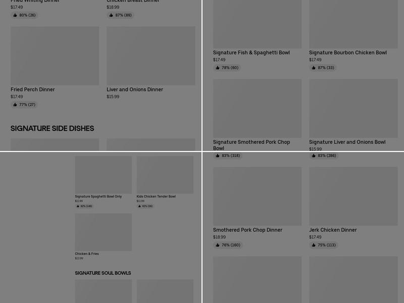 tender love and greens Menu