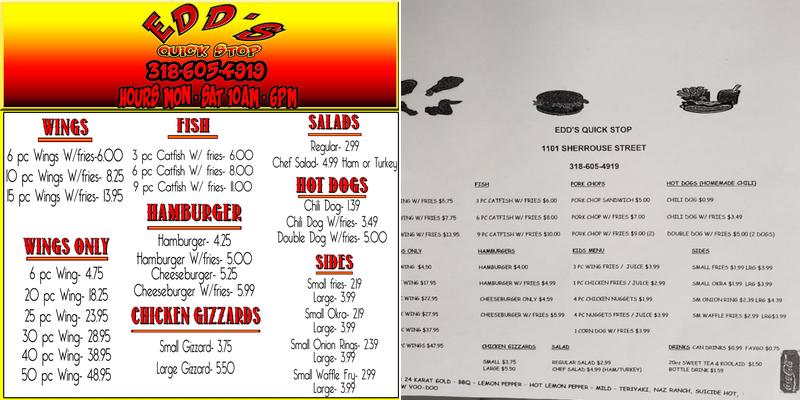EDD'S QUICK STOP Menu