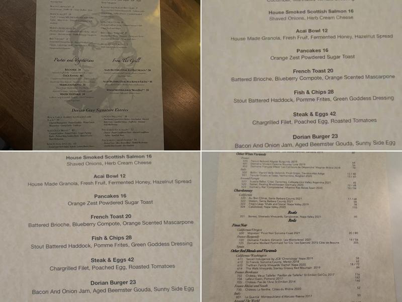 Dorian Gray Menu