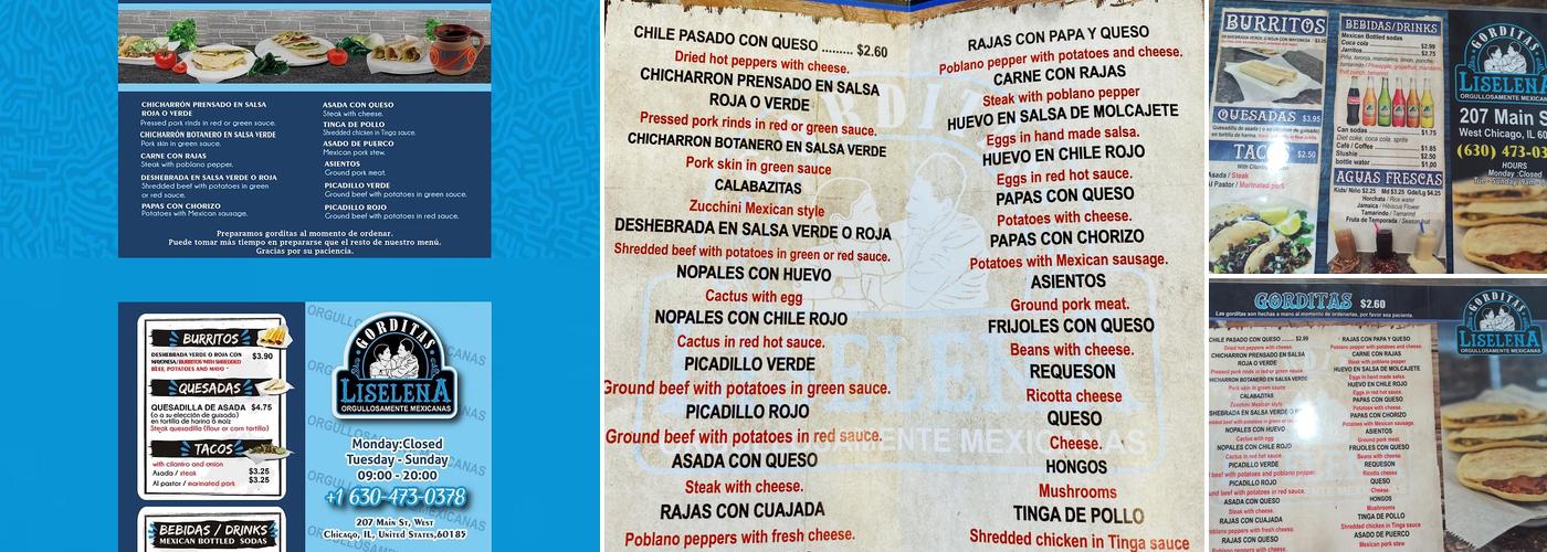 Gorditas Liselena Menu