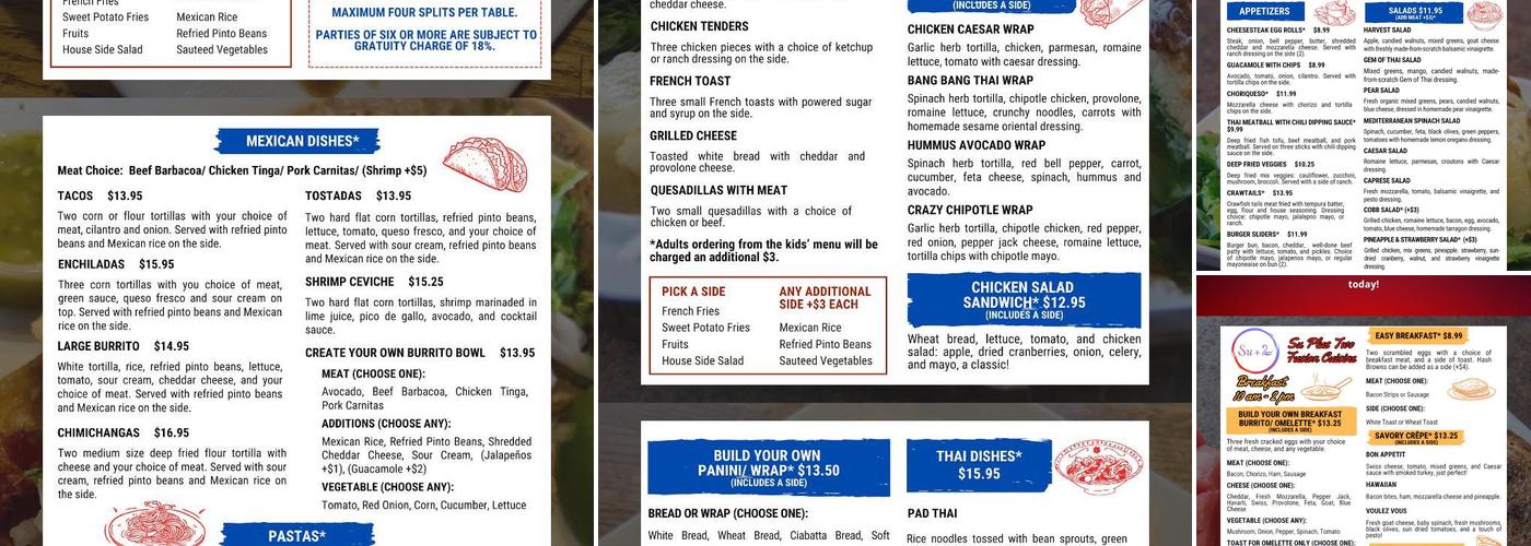 Su Plus Two Fusion Cuisine Menu